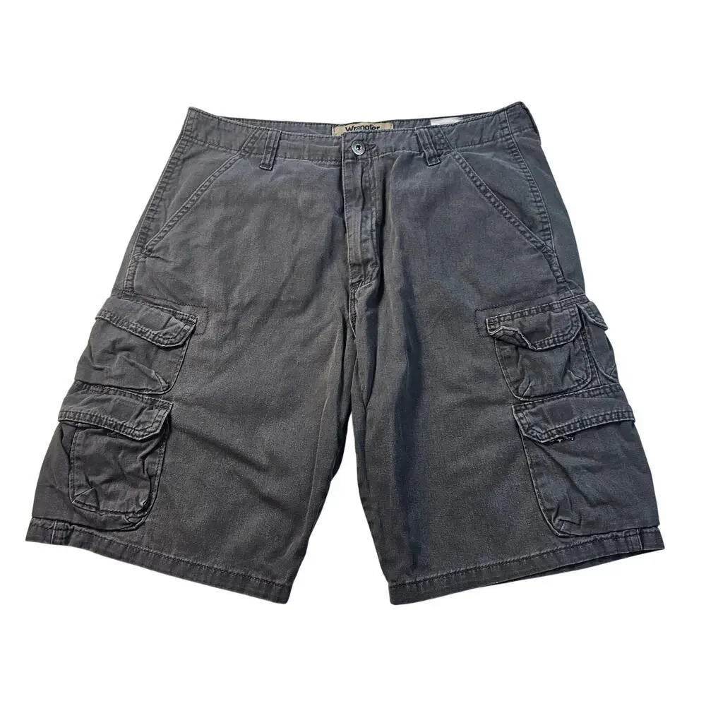Wrangler classics cargo shorts thick cotton 90s sz 32 grey work casual everyday